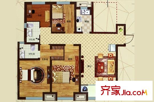 保利華庭6號(hào)樓D戶型 3室2廳2衛(wèi)1廚