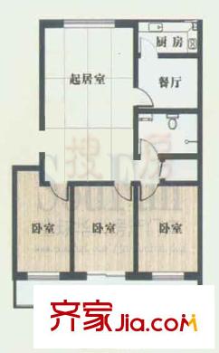 新城金水岸戶型圖3室2廳1衛(wèi)