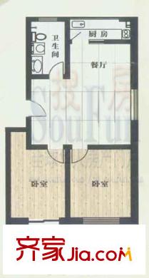 新城金水岸戶型圖2室2廳1衛(wèi)