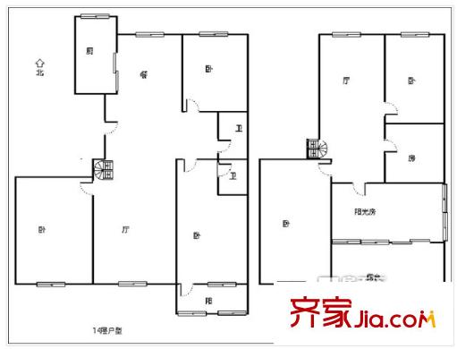 環(huán)山盛庭 5居室 戶型圖