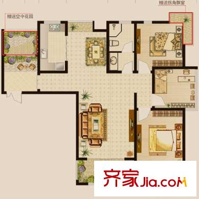 楚天燕山盛世戶型圖G戶型 3室2廳2衛(wèi)