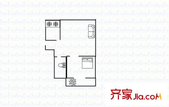 千戶豪庭 1室 戶型圖