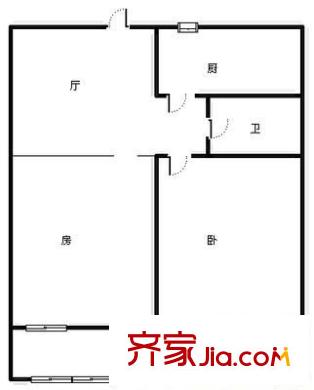 槐村街單位宿舍 2室 戶型圖