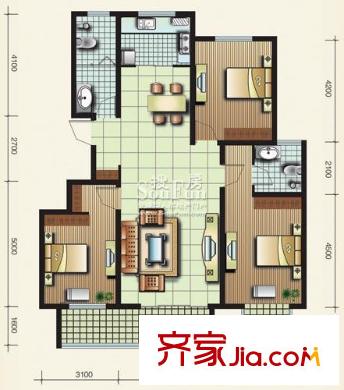 港基濱河華庭戶型圖戶型圖 3室2廳2衛(wèi)
