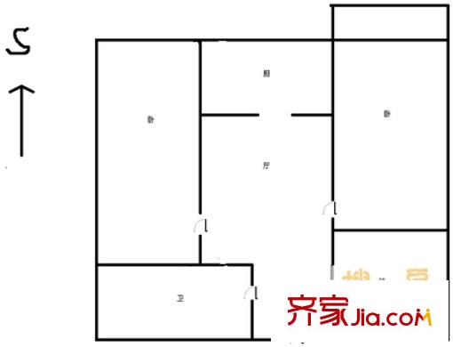 二環(huán)東路單位宿舍 2室 戶型圖