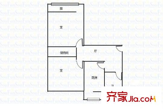 二環(huán)東路單位宿舍 2室 戶型圖