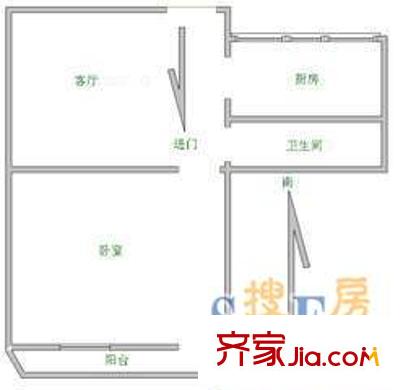 大觀園單位宿舍 1室 戶型圖