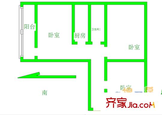經(jīng)二路單位宿舍 3室 戶型圖