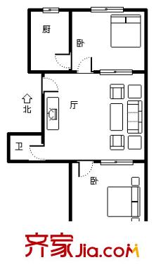 黃臺(tái)南路單位宿舍 2室 戶型圖