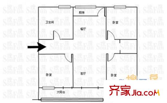 德興街宿舍 3室 戶型圖