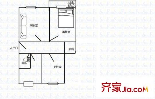德興街宿舍 3室 戶型圖