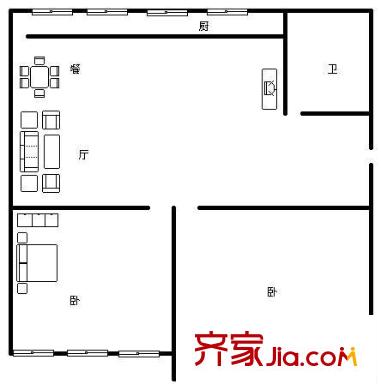 德興街宿舍 2室 戶型圖
