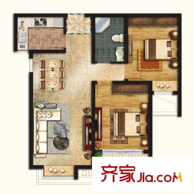 綠地新里梵爾賽公館A4戶型 2室2廳1衛(wèi)