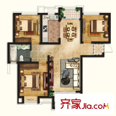綠地新里梵爾賽公館b4‘戶型 3室2廳1衛(wèi)
