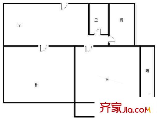 德興街宿舍 2居室 戶型圖