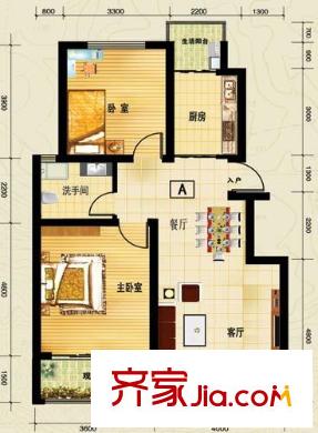 匯東香墅里戶型圖1#5#2-5層A戶型（售完） 2室2廳1衛(wèi)