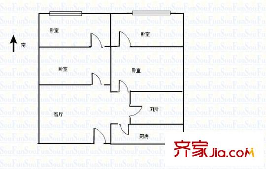 燕子山西路宿舍 4室 戶型圖