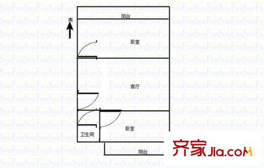 建設(shè)路園丁小區(qū) 2室 戶型圖