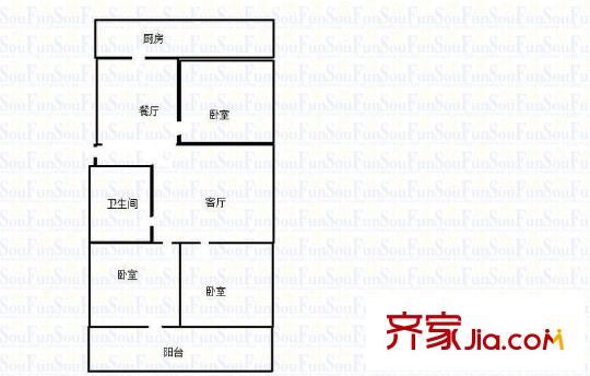 建設(shè)路園丁小區(qū) 3室 戶型圖