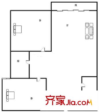 黃金佳苑 2居室 戶型圖
