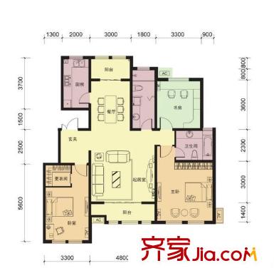 黃金佳苑 3室 戶型圖