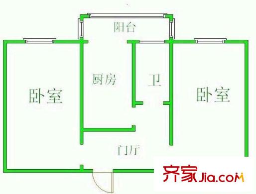 工業(yè)南路單位宿舍 2室 戶型圖