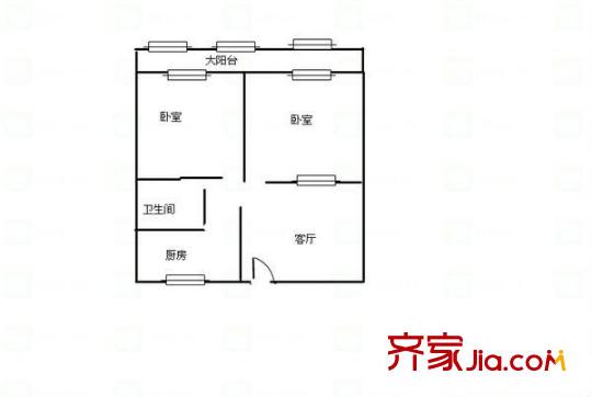 槐村街單位宿舍 2室 戶型圖