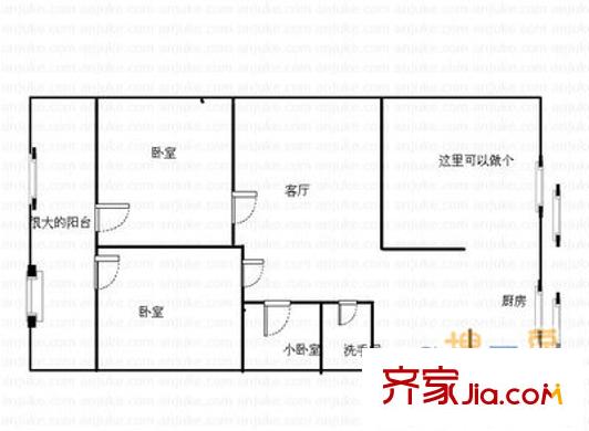 玉函路國稅局宿舍 2室 戶型圖