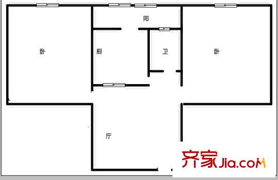 二環(huán)東路單位宿舍 2室 戶型圖