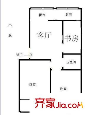 山大南路中國(guó)銀行宿舍 3居室 戶型圖