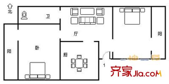 信義莊 1室 戶型圖