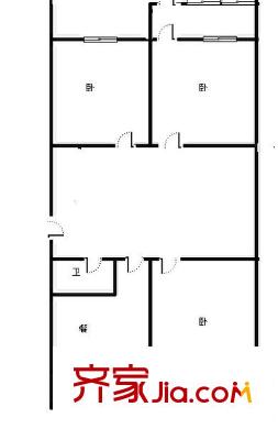 山大南路中國(guó)銀行宿舍 3居室 戶型圖