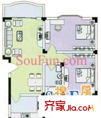 富雅園 2居室 戶型圖