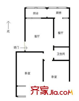 山大南路中國銀行宿舍 2室 戶型圖