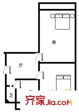 桑園路單位宿舍 2室 戶型圖