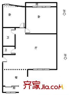 桑園路單位宿舍 2室 戶型圖