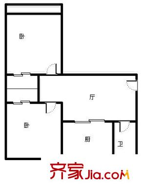 緯二路單位宿舍 2室 戶型圖