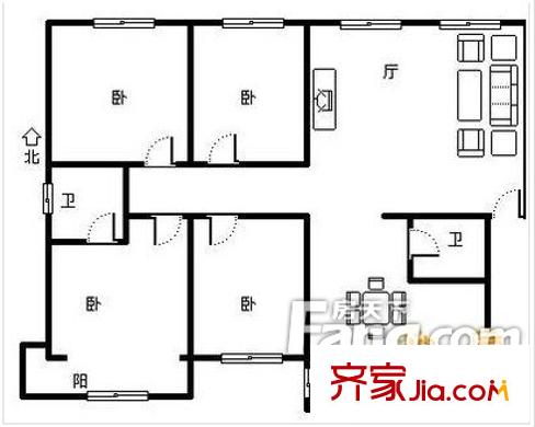 東環(huán)國際廣場 4居室 戶型圖