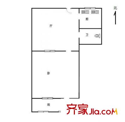 振興街小區(qū) 1室 戶型圖