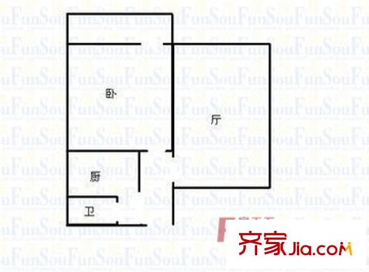 燕子山西路宿舍戶型圖燕子山西路單位宿舍 1室戶型圖 1室1廳1衛(wèi)1廚