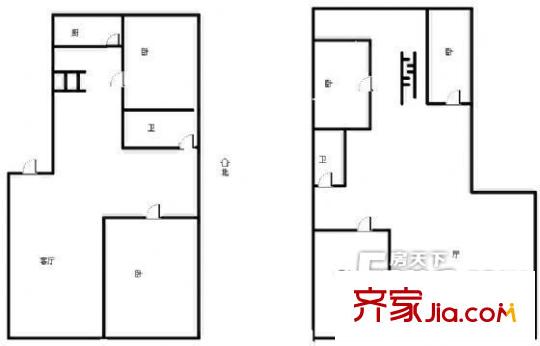 燕子山西路宿舍戶型圖燕子山西路單位宿舍 4室戶型圖 4室3廳2衛(wèi)1廚