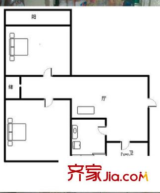 燕子山西路宿舍戶型圖燕子山西路單位宿舍 2室 戶型圖 2室1廳1衛(wèi)1廚