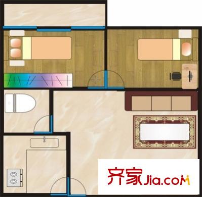 建設(shè)路園丁小區(qū)戶型圖戶型圖 2室1廳1衛(wèi)1廚