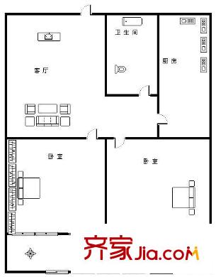 建設(shè)路園丁小區(qū)戶型圖 戶型圖 2室1廳1衛(wèi)1廚