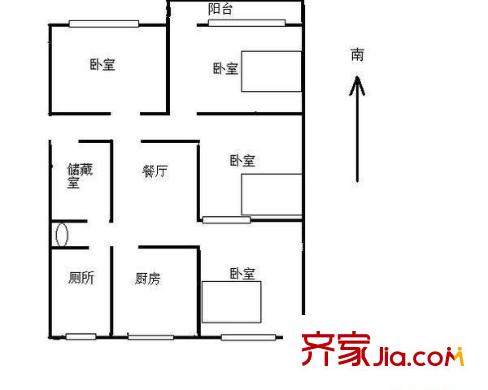南新街單位宿舍 4室 戶型圖