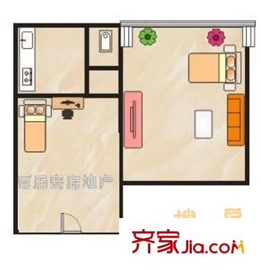 南新街單位宿舍 1室 戶型圖