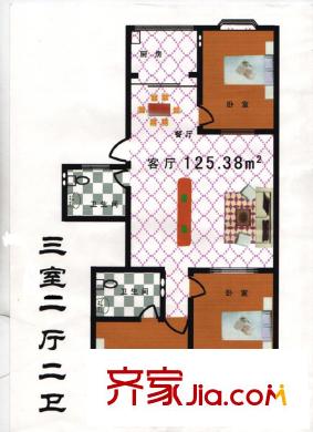 紅園小區(qū)  3居室 戶型圖