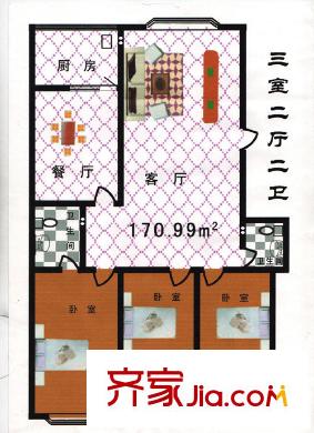 紅園小區(qū)  3居室 戶型圖