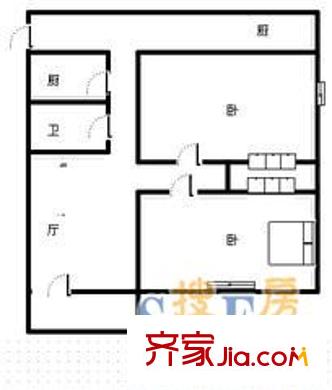 經(jīng)二緯六單位宿舍 3室 戶型圖