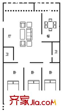經(jīng)二緯六單位宿舍 3室 戶型圖